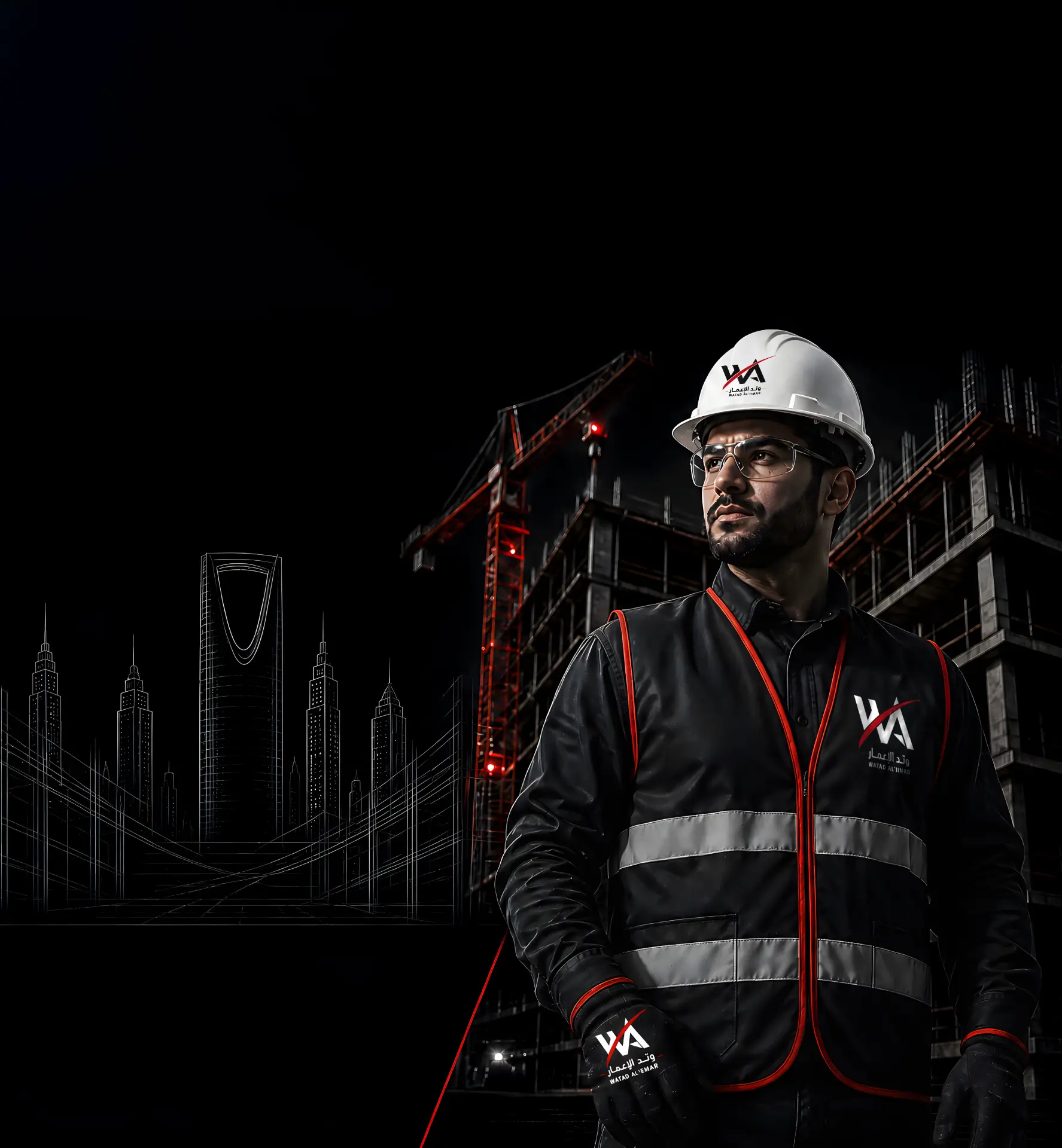 مهندس وتد الإعمار بمعدات السلامة